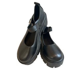 CUCCOO Mary Jane Shoes Womens 39 Black Excellent Platform Lug Sole Chunky Goth